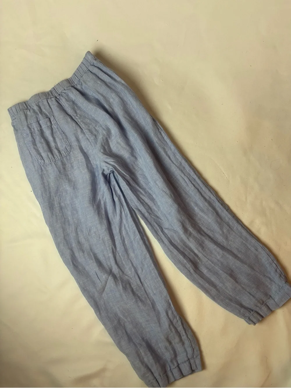 Quince European Linen Crop Pants French Blue  Women’s Small Pull On Pockets